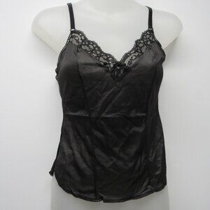 Vtg Maidenform Sweet Nothings Black Camisole Cami Lace Trim Silky Lingerie Sz 32